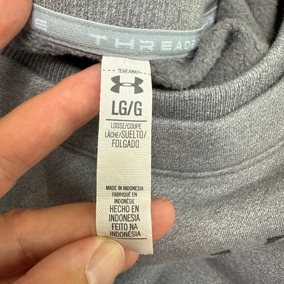 Under Armour Threadborne Long Gray Crew Neck Pull Over Sweatshirt Size Large - Picture 4 of 13